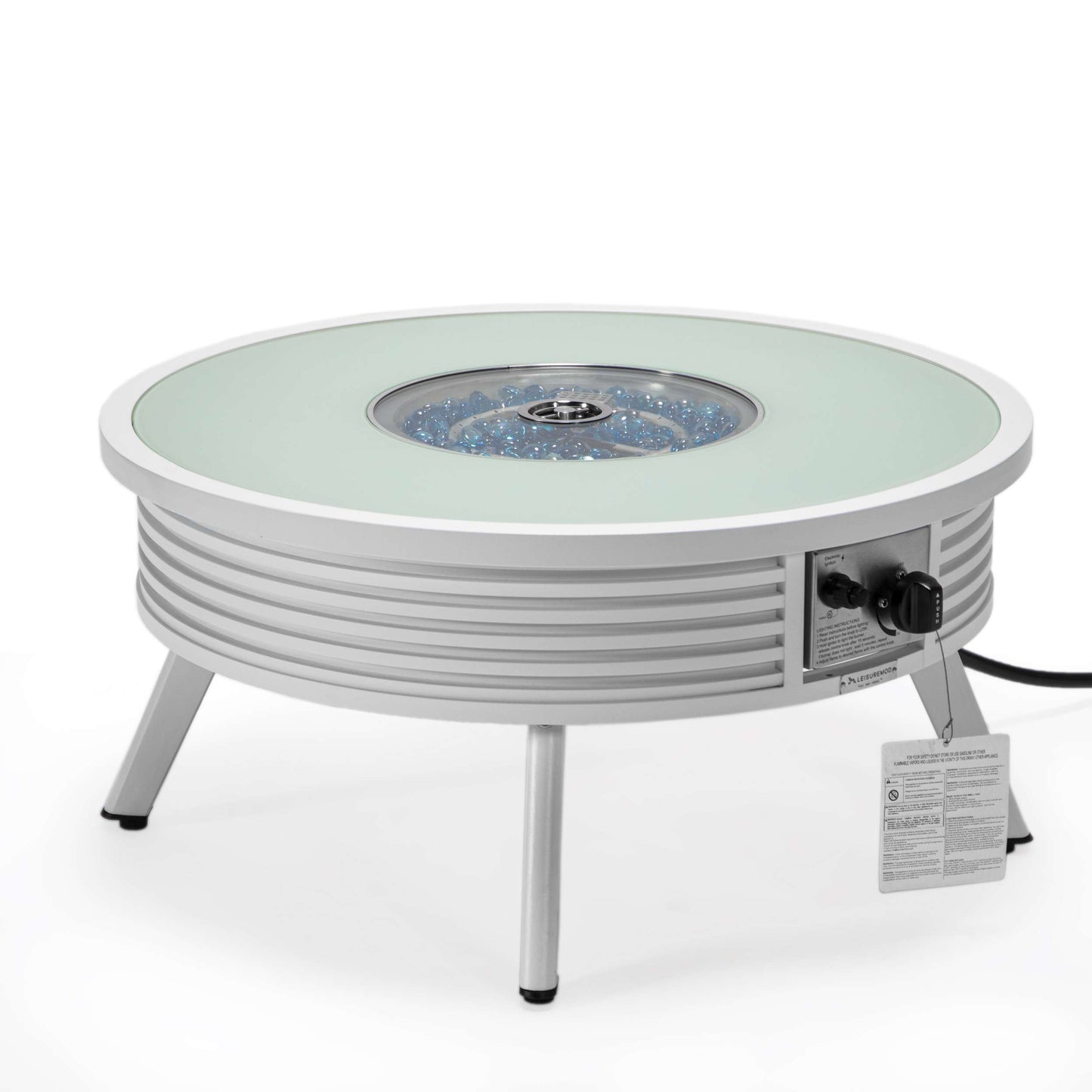 Leisuremod Walbrooke Outdoor Patio Aluminum Round Slats Design Fire Pit Side Table | FIRE PITS | Modishstore - 40