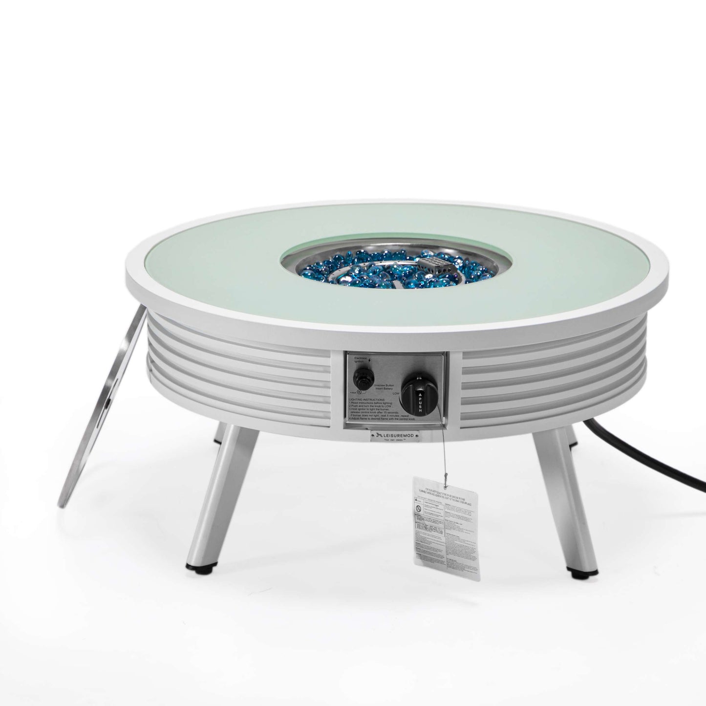 Leisuremod Walbrooke Outdoor Patio Aluminum Round Slats Design Fire Pit Side Table | FIRE PITS | Modishstore - 43