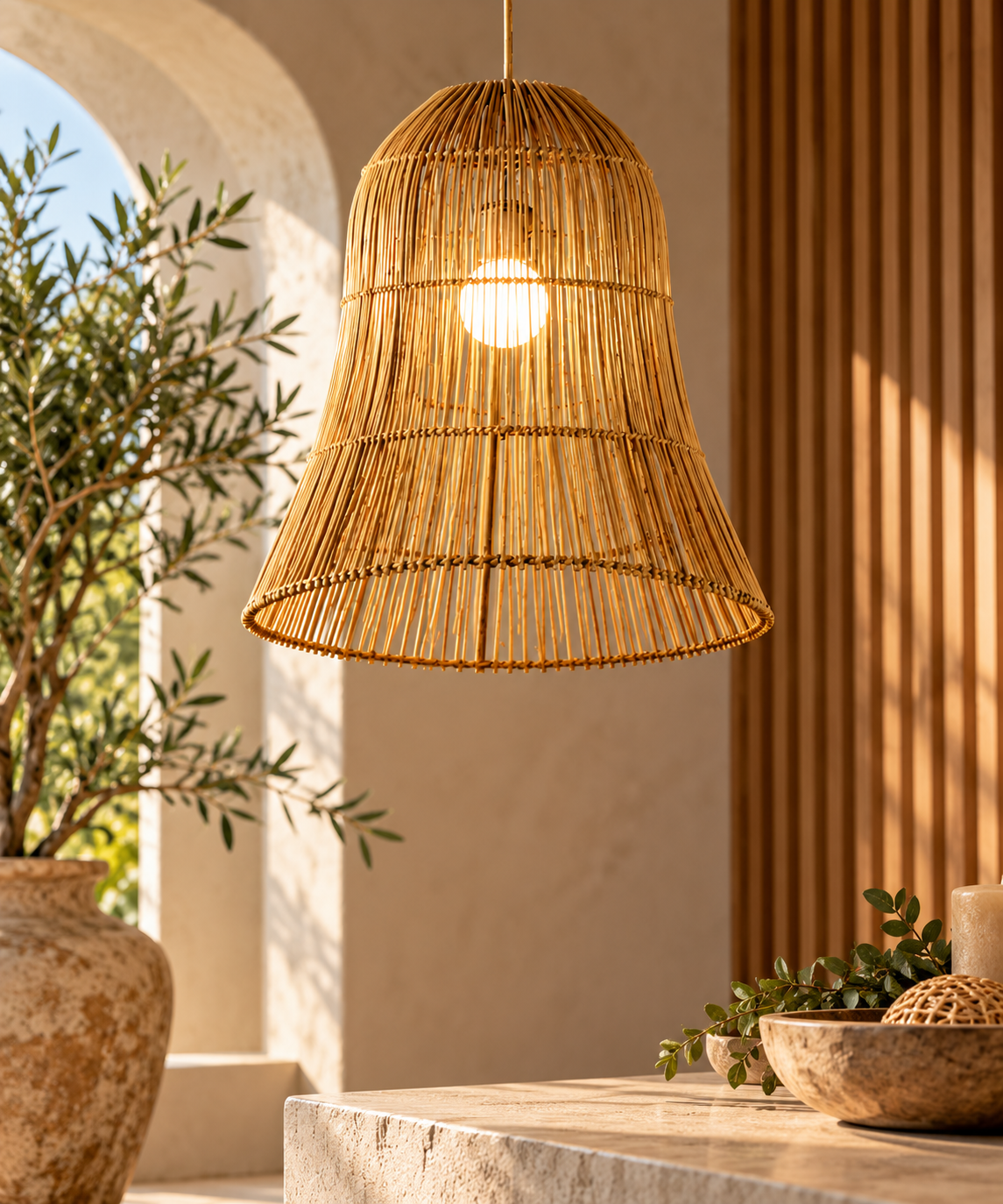 Keral Palmyra Woven Lamp by Artisan Living- Only 1 left