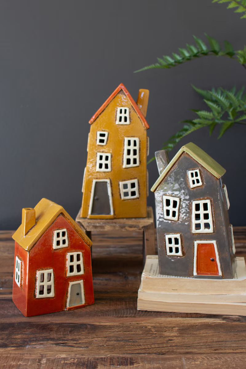 Set Of Three Ceramic Houses By Kalalou | Decor | Modishstore - 2