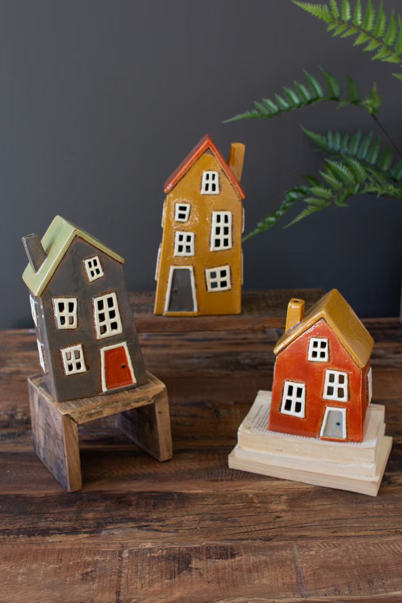Set Of Three Ceramic Houses By Kalalou | Decor | Modishstore - 3