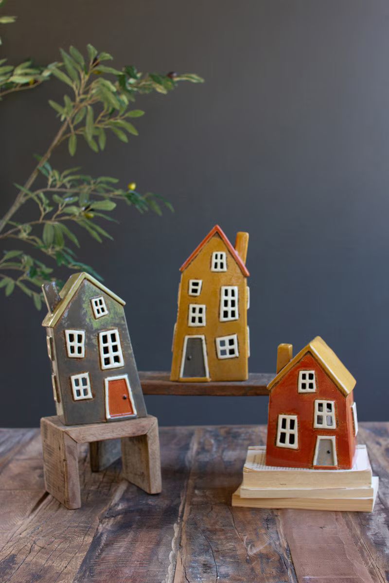 Set Of Three Ceramic Houses By Kalalou | Decor | Modishstore - 6