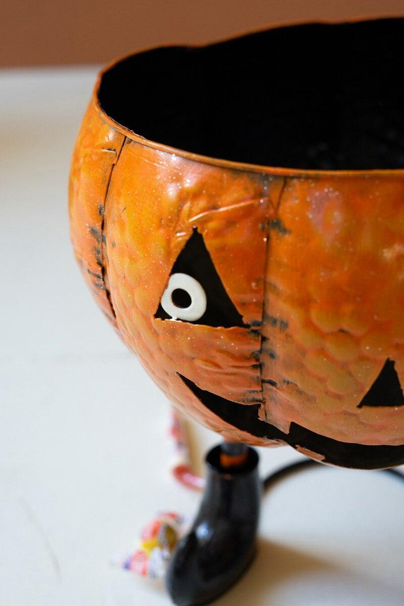 Painted Metal Jack-O-Lantern Candy Bowl By Kalalou | Holiday | Modishstore - 2