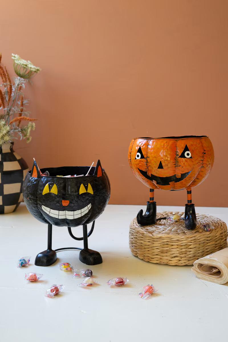 Painted Metal Jack-O-Lantern Candy Bowl By Kalalou | Holiday | Modishstore - 3
