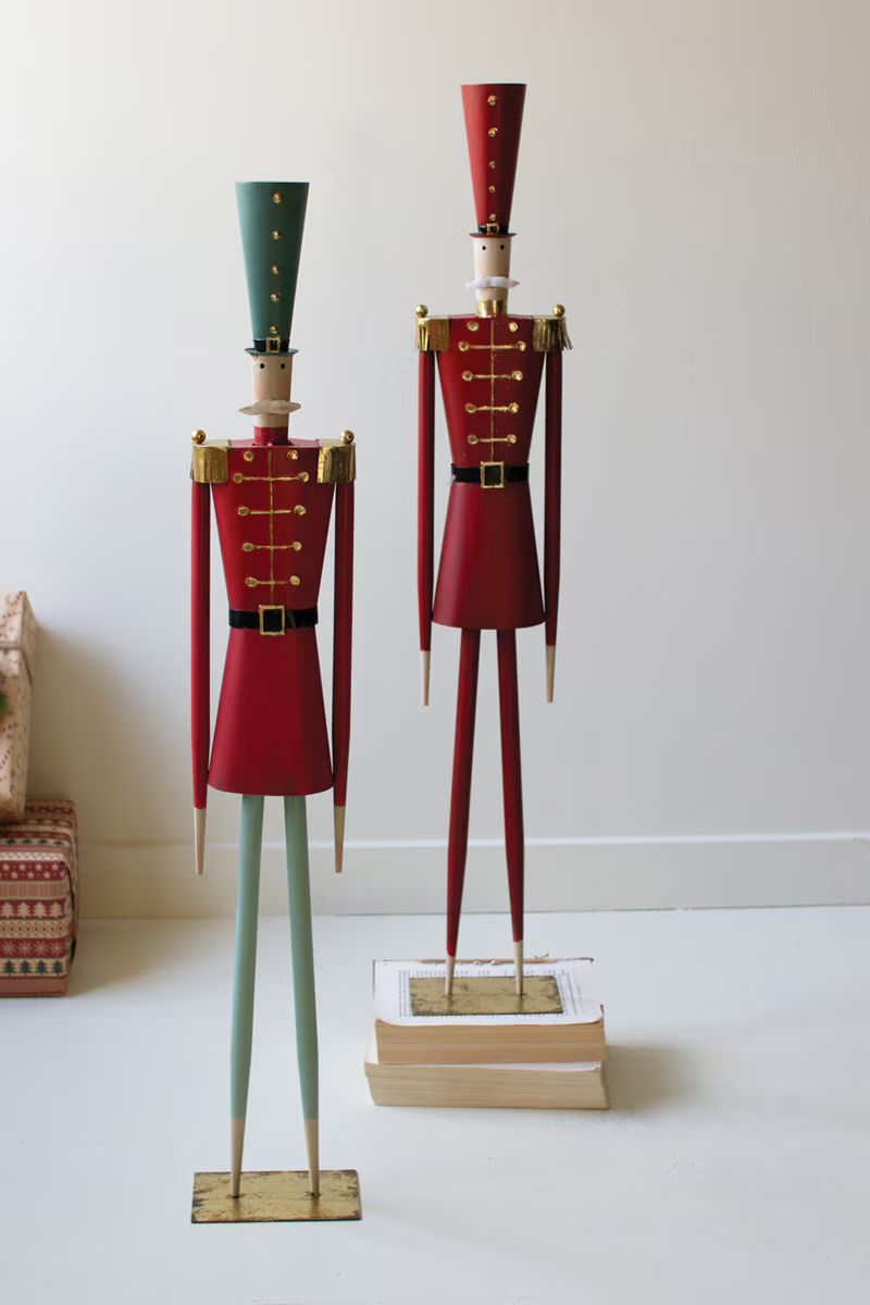 Set Of Two Painted Metal Christmas Soldiers By Kalalou | Holiday | Modishstore - 2