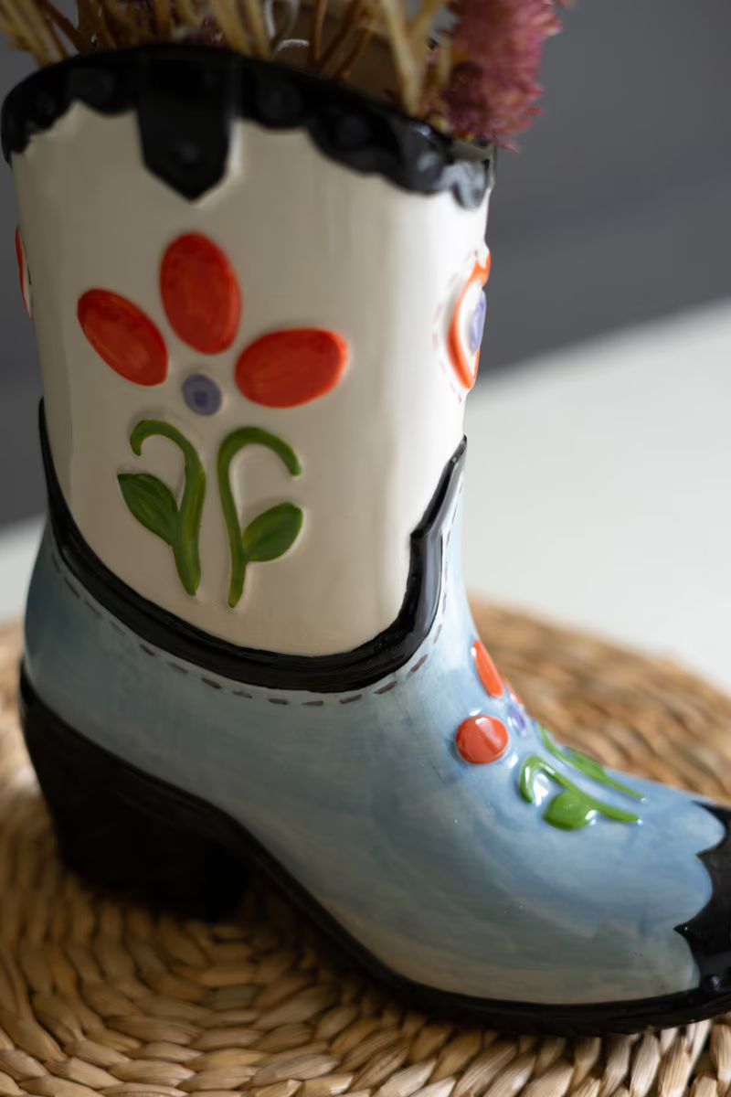 Ceramic Cowboy Boot Vase (Min 2) By Kalalou | Vases | Modishstore - 3