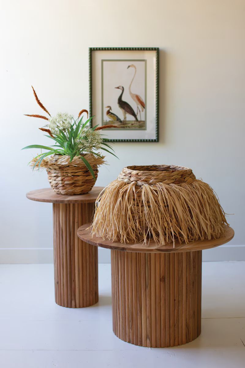 Set Of Two Seagrass Decorative Baskets With Raffia Detail By Kalalou | Bins, Baskets & Buckets | Modishstore - 2