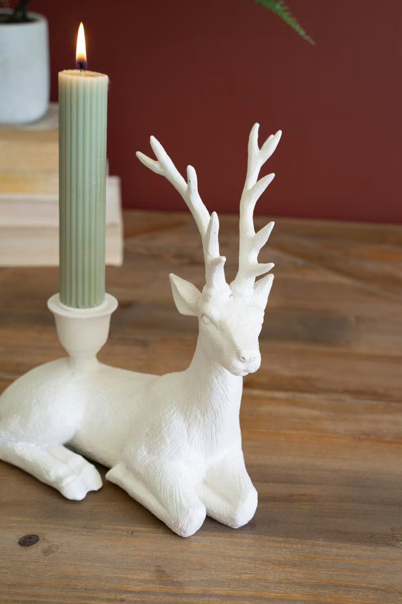 Poly Resin Christmas Deer Taper Candle Holder (Min 2) By Kalalou | Candle Holders | Modishstore - 1