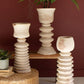 Set Of Three Turned Wood Towers With Cups By Kalalou | Candle Holders | Modishstore - 1