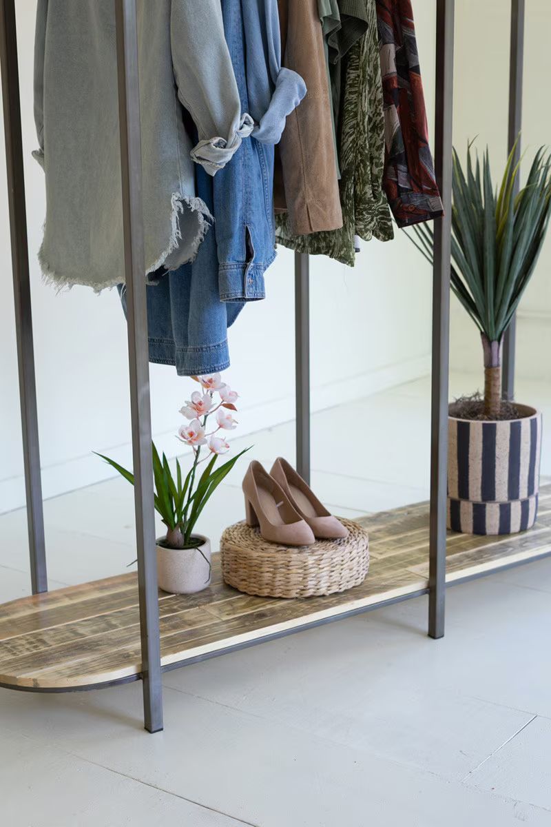 Tall Iron And Recycled Wood Garment Display By Kalalou | Display Cases | Modishstore - 2