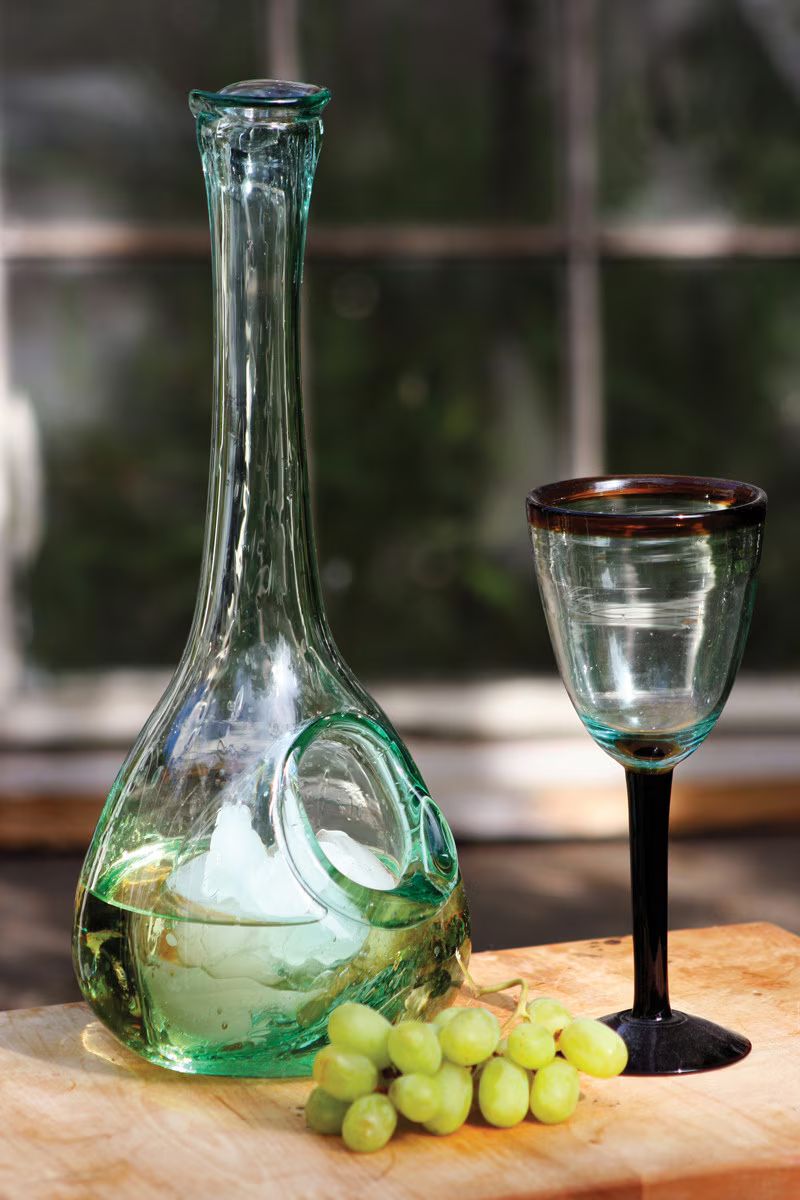 White Wine Glass Decanter With Ice Pocket (Min 2) By Kalalou | Drinkware | Modishstore - 1