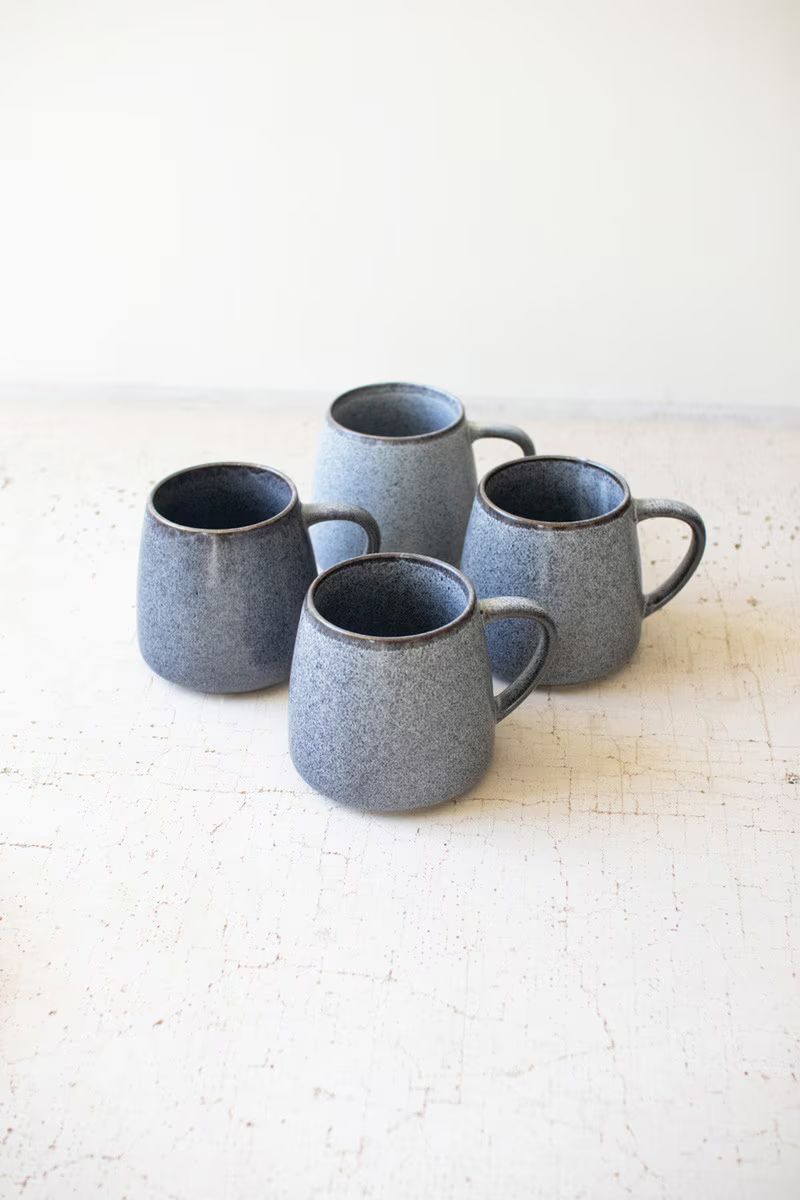 Set Of Four Stormwash Ceramic Mugs By Kalalou | Drinkware | Modishstore - 1