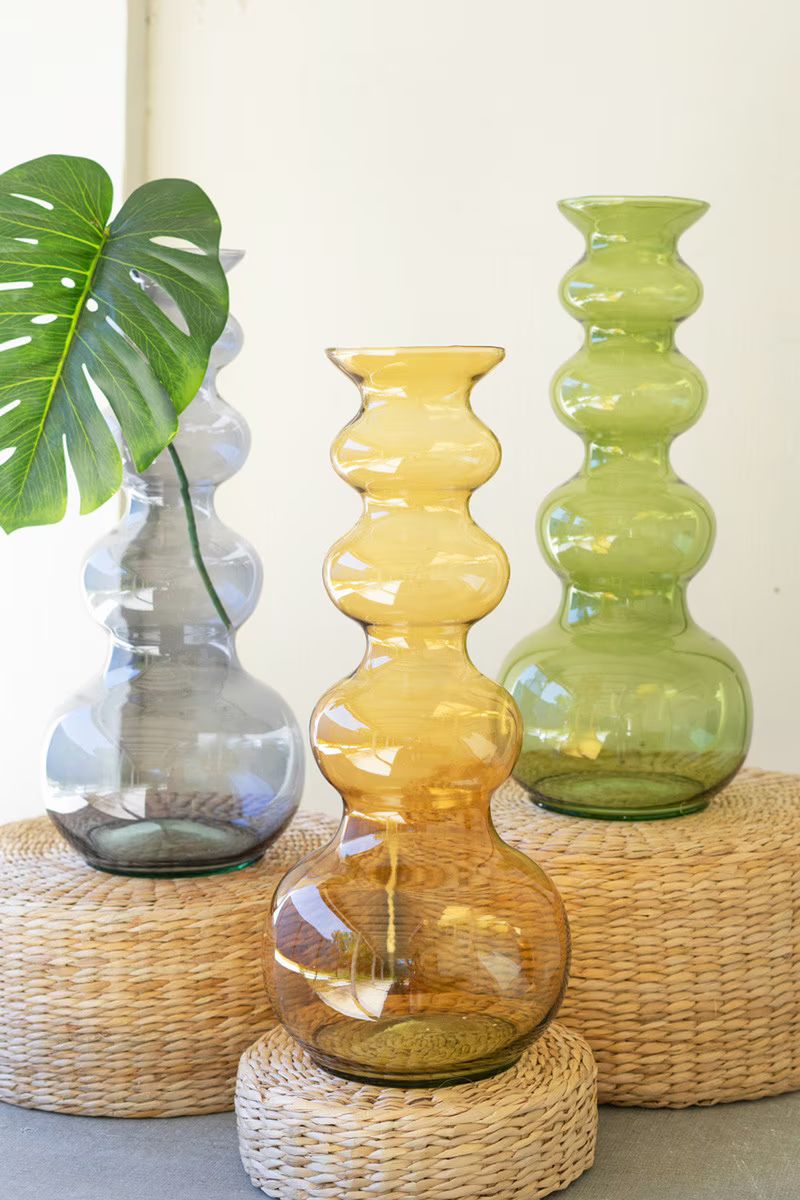 Large Glass Bubble Vase - Amber By Kalalou | Vases | Modishstore - 3