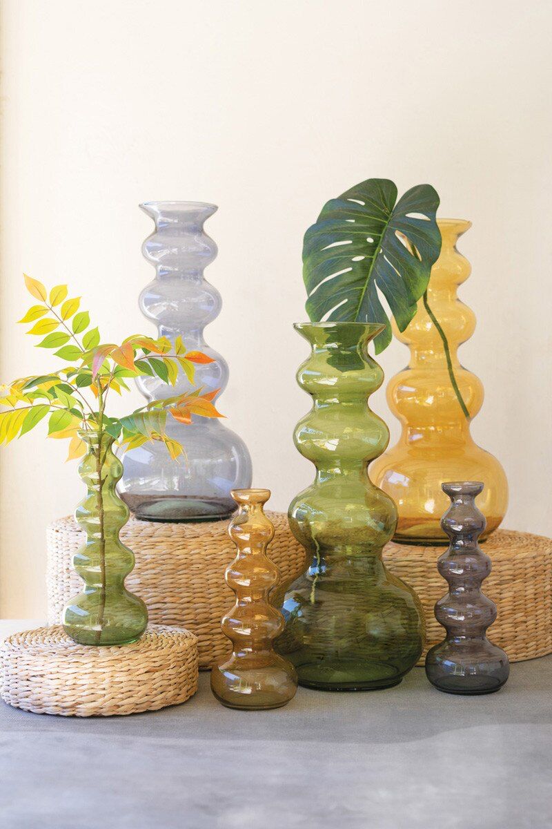 Small Glass Bubble Vase - Smoke By Kalalou | Vases | Modishstore - 5