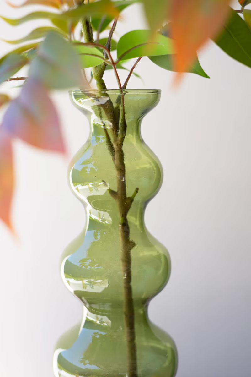 Small Glass Bubble Vase - Green By Kalalou | Vases | Modishstore - 2