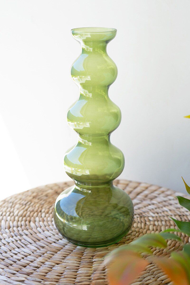 Small Glass Bubble Vase - Green By Kalalou | Vases | Modishstore - 6