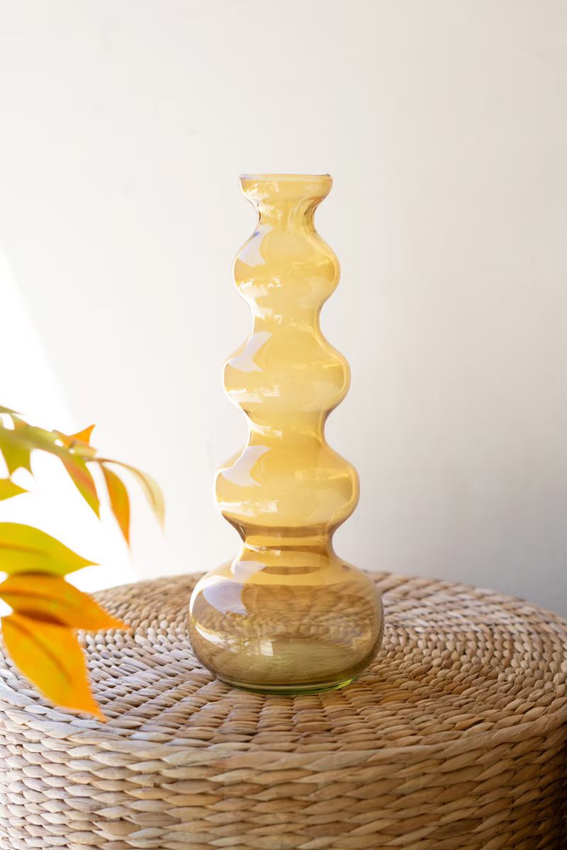 Small Glass Bubble Vase - Amber By Kalalou | Vases | Modishstore - 1