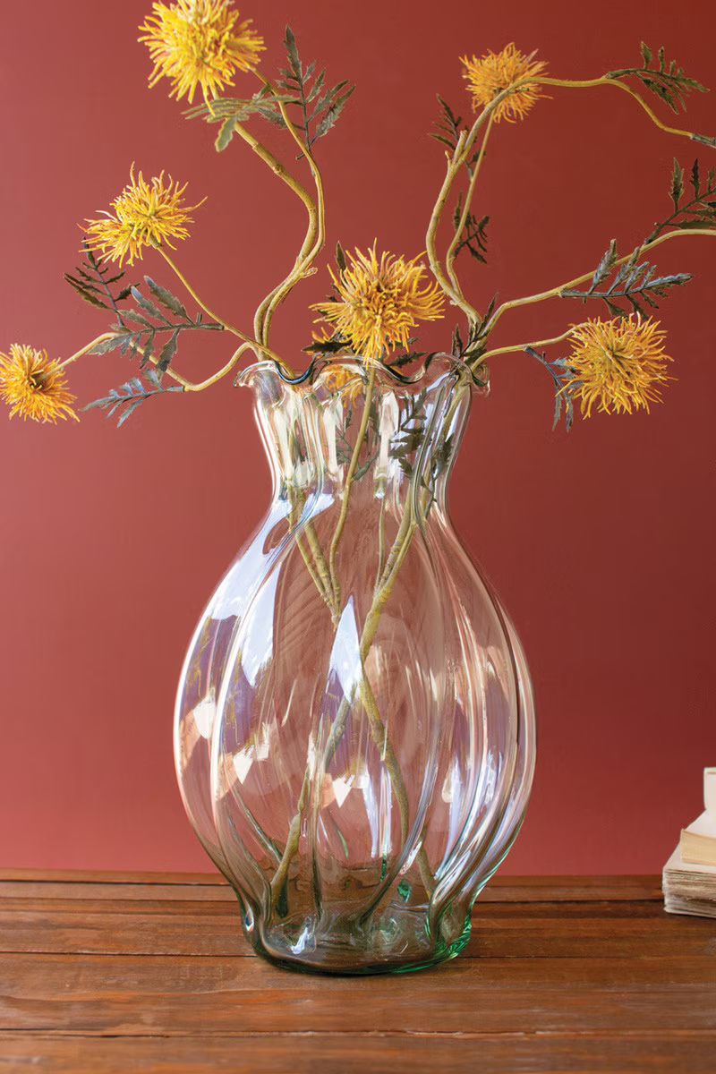 Glass Melon Vase With Ruffled Edge (Min 2) By Kalalou | Vases | Modishstore - 1