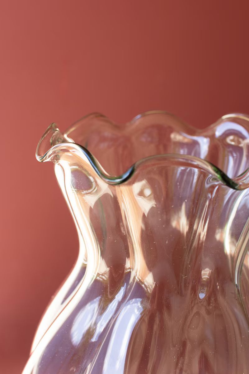 Glass Melon Vase With Ruffled Edge (Min 2) By Kalalou | Vases | Modishstore - 3