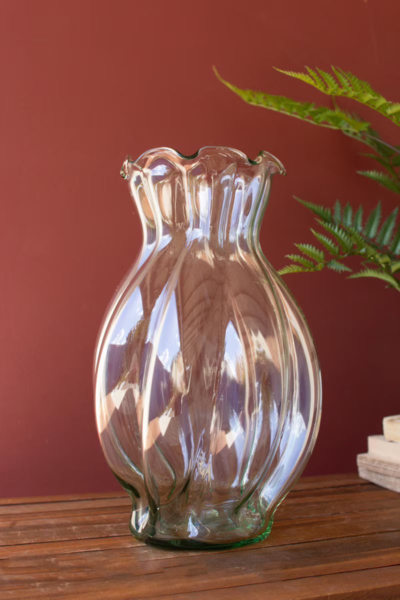 Glass Melon Vase With Ruffled Edge (Min 2) By Kalalou | Vases | Modishstore - 4