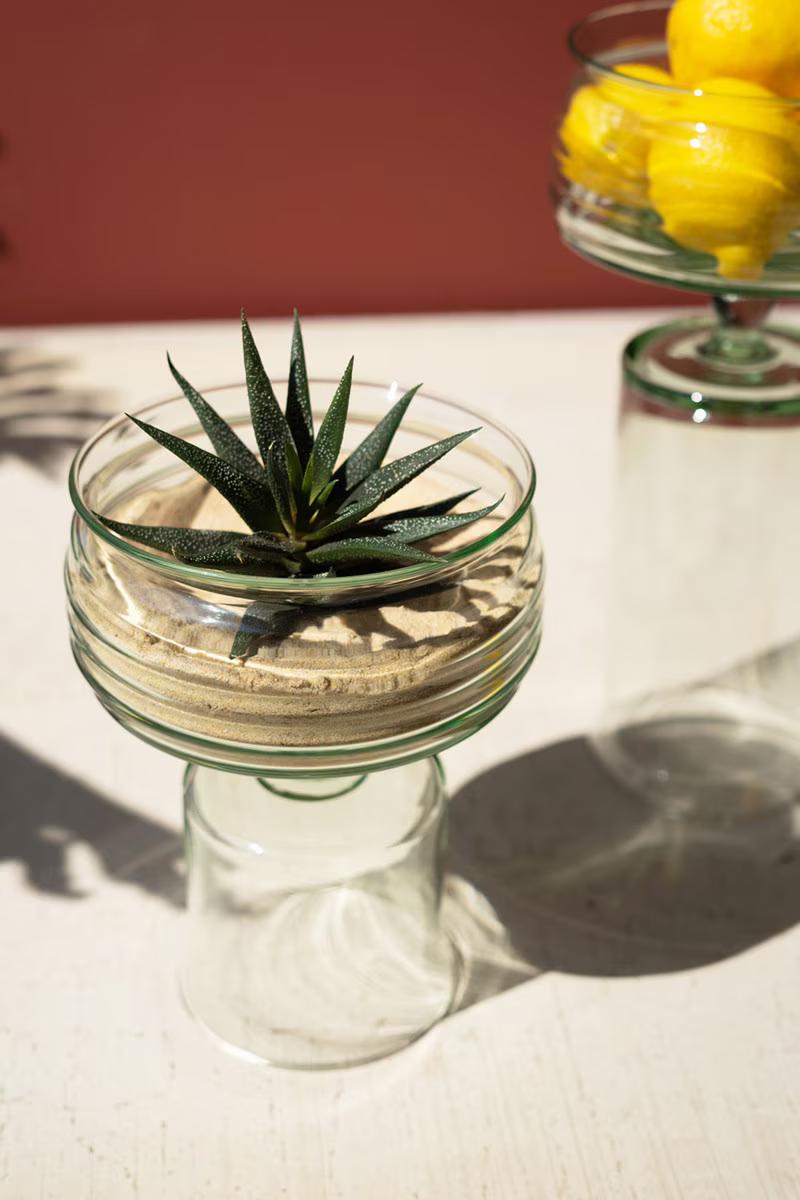 Set Of Two Glass Compotes With Bases By Kalalou | Outdoor Planters, Troughs & Cachepots | Modishstore - 3