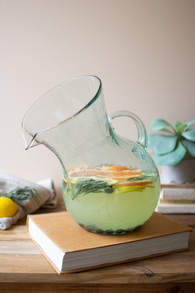 Large Glass Tilted Pitcher (Min 2) By Kalalou | Drinkware | Modishstore - 4