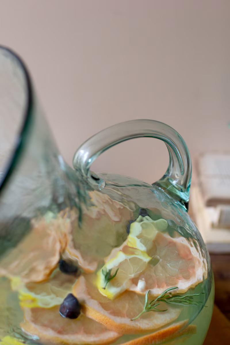 Large Glass Tilted Pitcher (Min 2) By Kalalou | Drinkware | Modishstore - 3