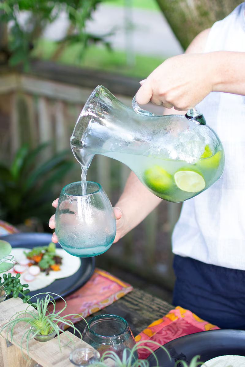 Small Glass Tilted Pitcher (Min 2) By Kalalou | Drinkware | Modishstore - 2