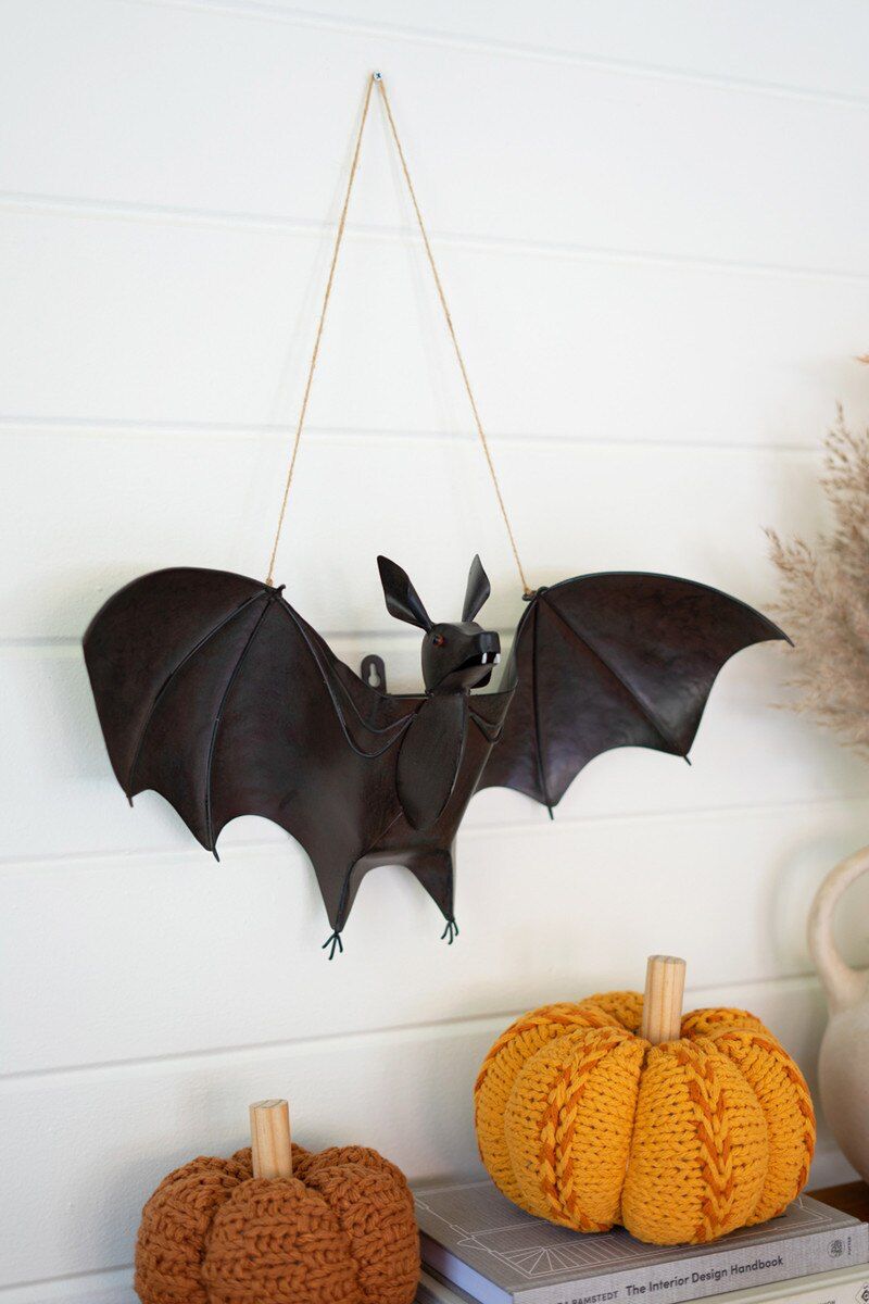 Painted Metal Bat Door Halloween Door Hanger By Kalalou | Holiday | Modishstore - 1