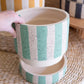 Set Of Three Clay Planters With Striped Details + Trays -One Each Size By Kalalou | Planters, Troughs & Cachepots | Modishstore - 4