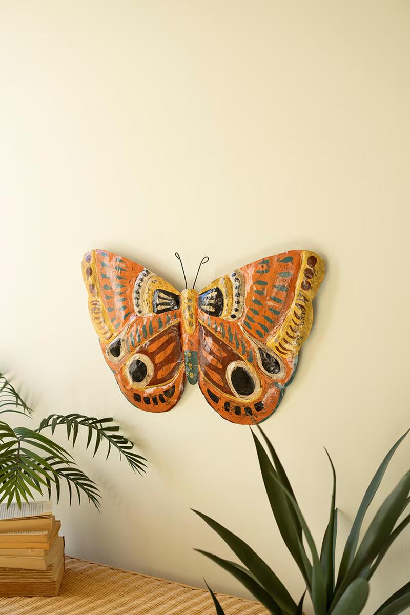 Painted Metal Hand-Hammered Butterfly Wall Art By Kalalou | Wall Art | Modishstore - 2
