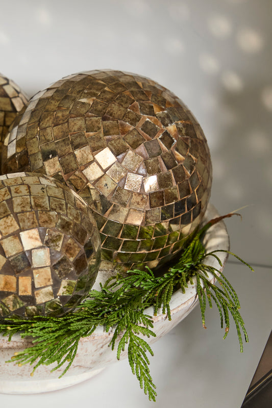 Antiqued Disco Ball Ornament Set of 8 By Accent Decor | Ornaments | Modishstore - 1
