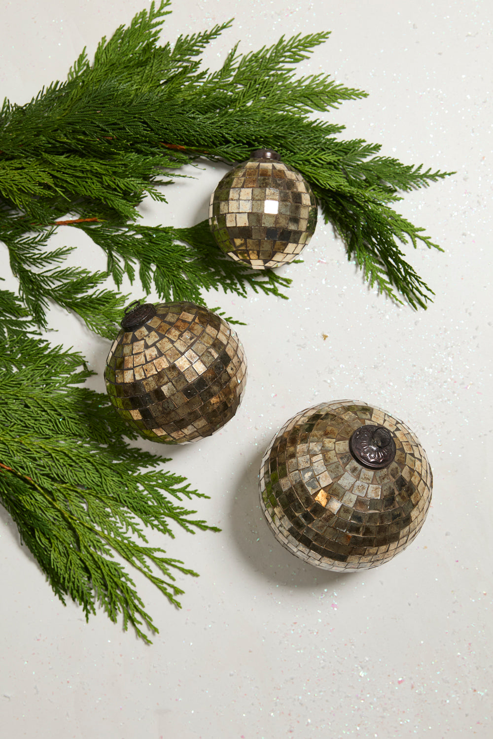 Antiqued Disco Ball Ornament Set of 8 By Accent Decor | Ornaments | Modishstore - 3