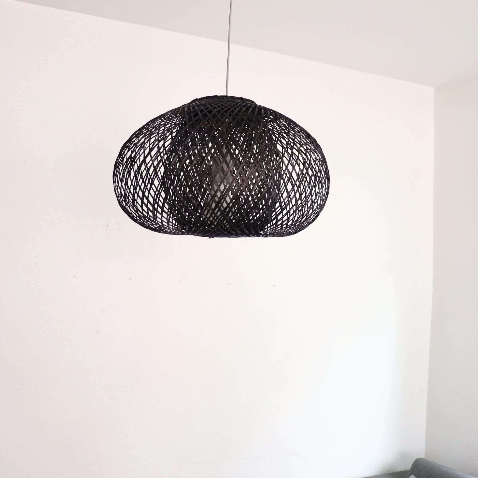 Black A Wa - Black Bamboo Small Pendant Light Shade By Thaihome | Pendant Lamps | Modishstore - 2