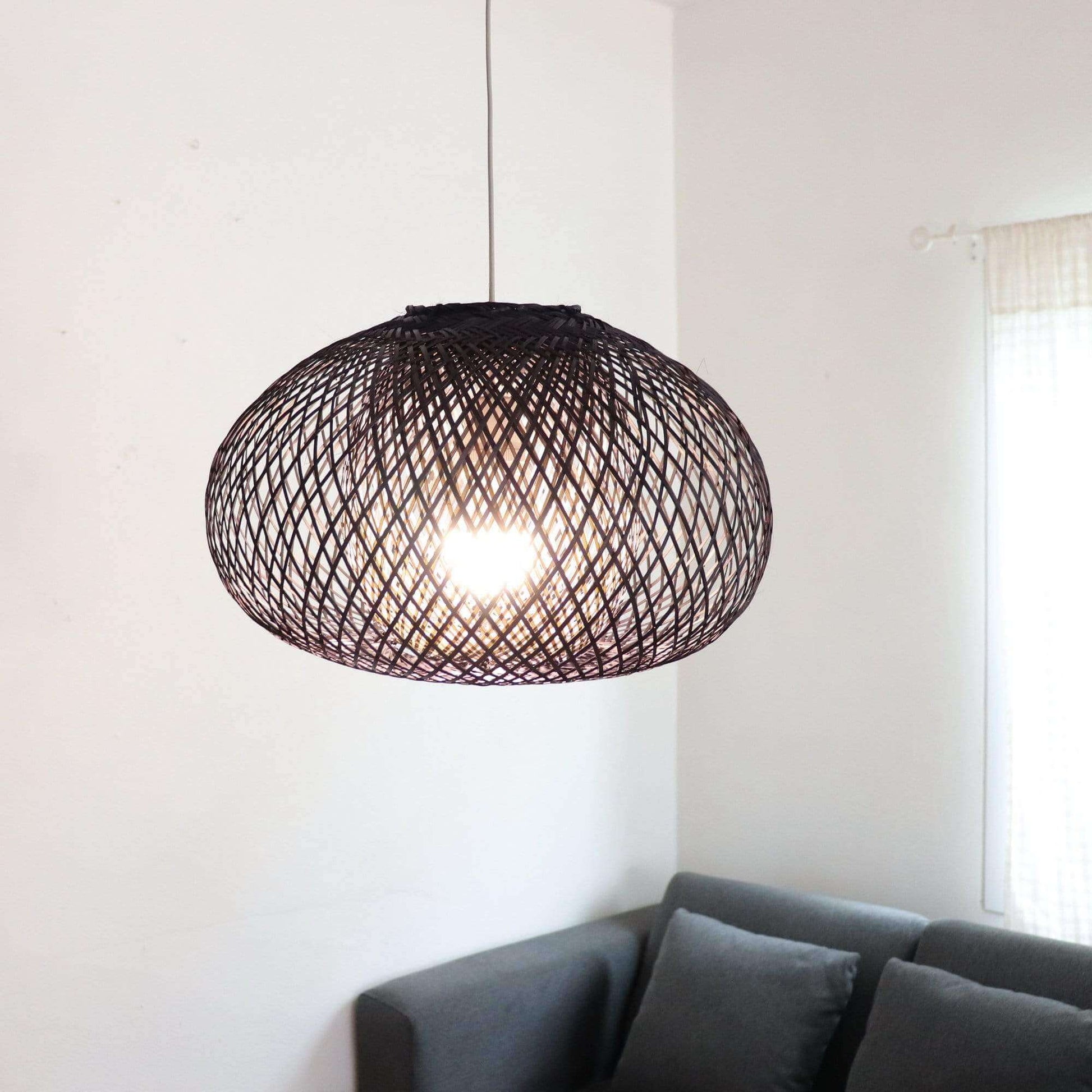 Black A Wa - Black Bamboo Small Pendant Light Shade By Thaihome | Pendant Lamps | Modishstore - 4