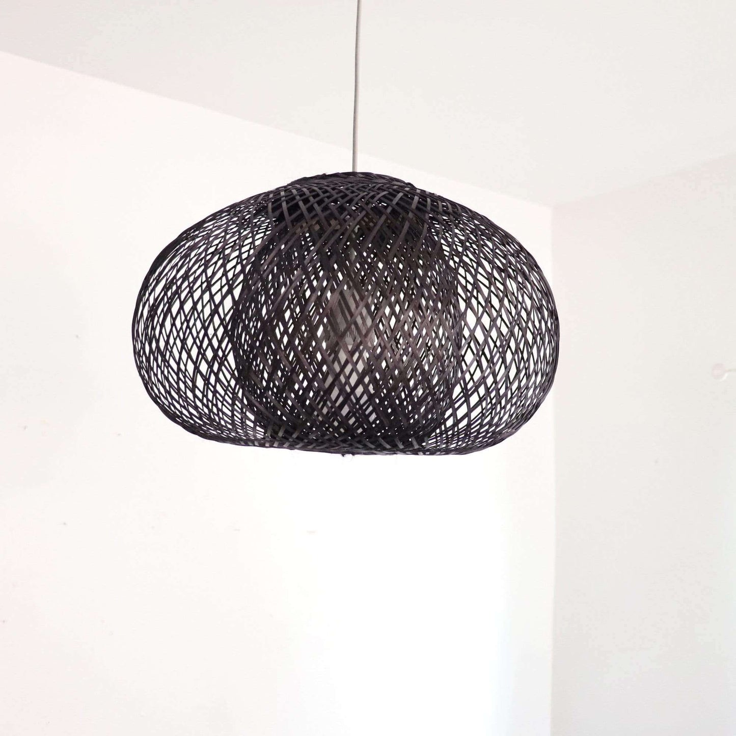 Black A Wa - Black Bamboo Small Pendant Light Shade By Thaihome | Pendant Lamps | Modishstore - 3