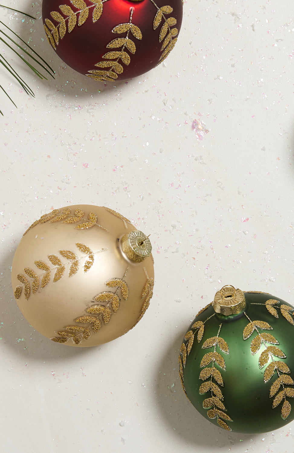 Beaded Leaf Ornament Set of 8 By Accent Decor | Ornaments | Modishstore - 1
