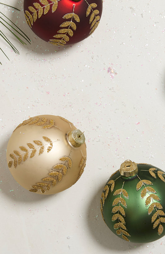 Beaded Leaf Ornament Set of 8 By Accent Decor | Ornaments | Modishstore - 1