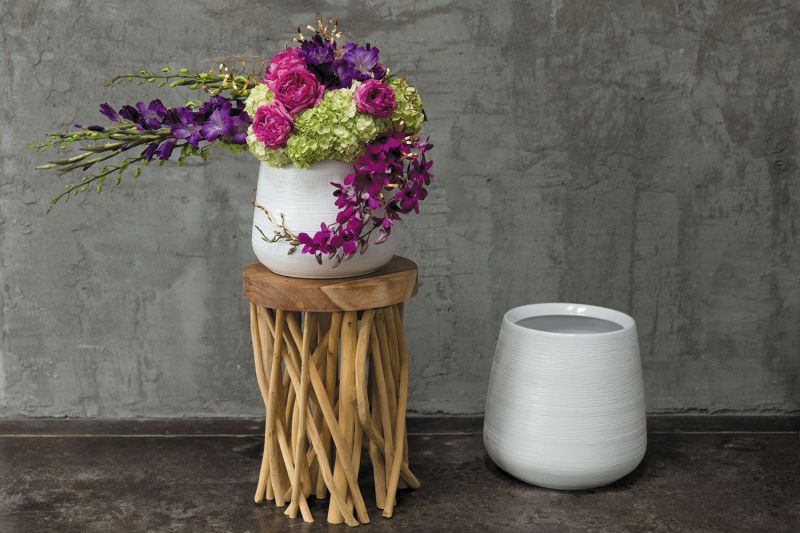 Benji Pot 14.5" x  13.5" White By Accent Decor | Planters, Troughs & Cachepots | Modishstore - 1