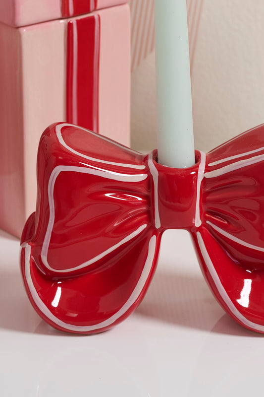Big Red Bow Candleholder Set of 4 By Accent Decor | Candle Holders | Modishstore - 1