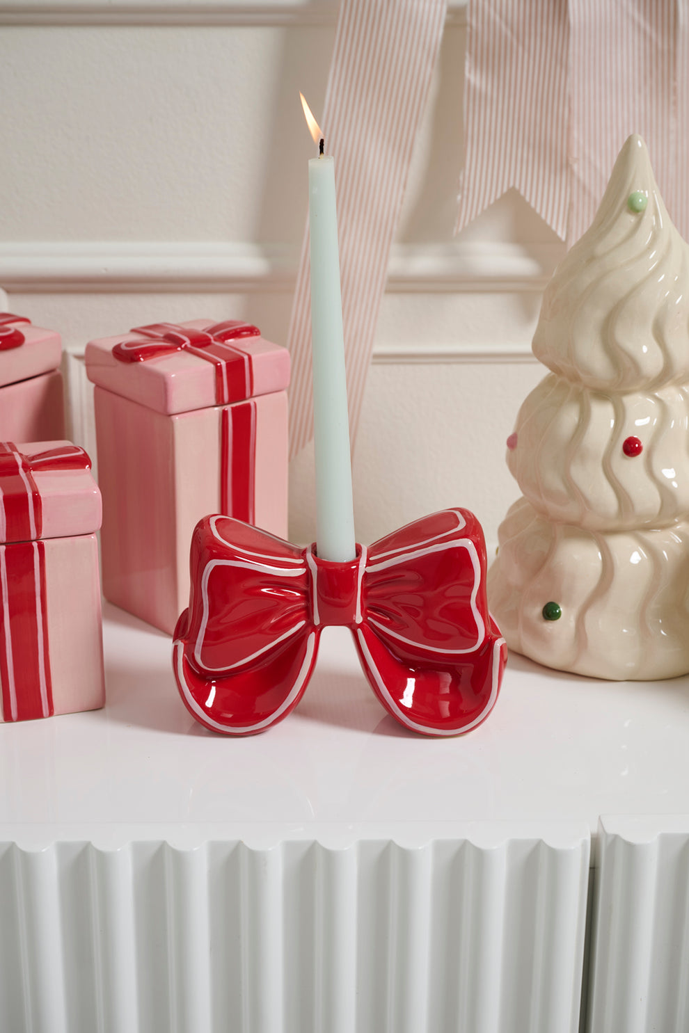 Big Red Bow Candleholder Set of 4 By Accent Decor | Candle Holders | Modishstore - 3