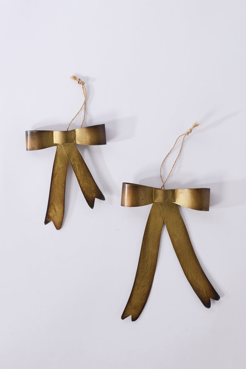 Brassy Bow Ornament Set of 8 By Accent Decor | Ornaments | Modishstore - 3