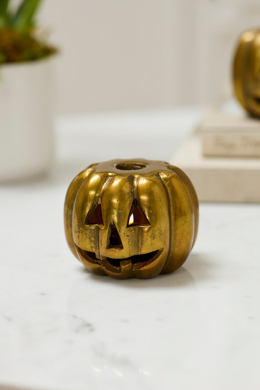 Carved Pumpkin Candleholder Set of 2 By Accent Decor | Candle Holders | Modishstore - 1