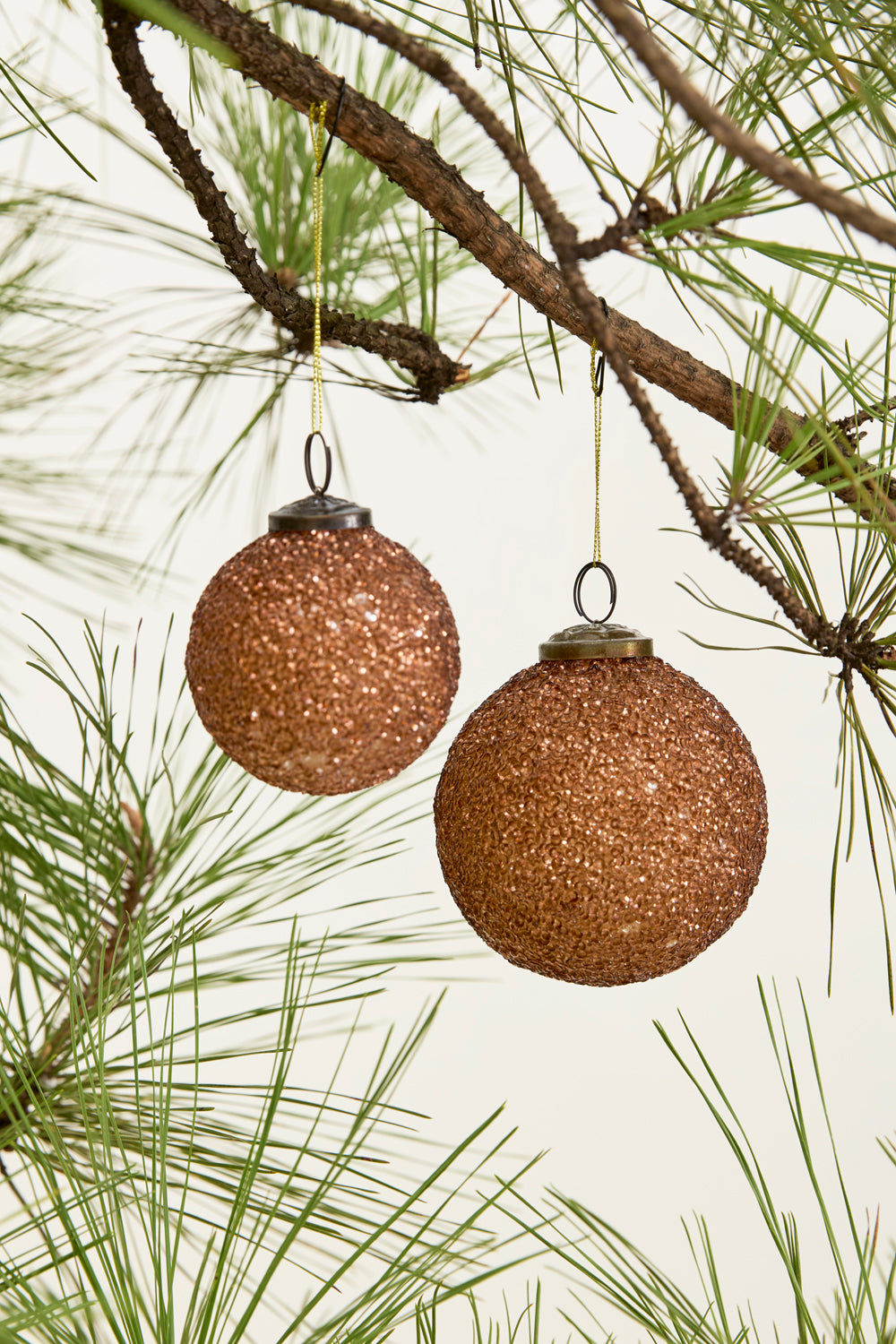 Copper Glitter Ornament Set of 8 By Accent Decor | Ornaments | Modishstore - 3
