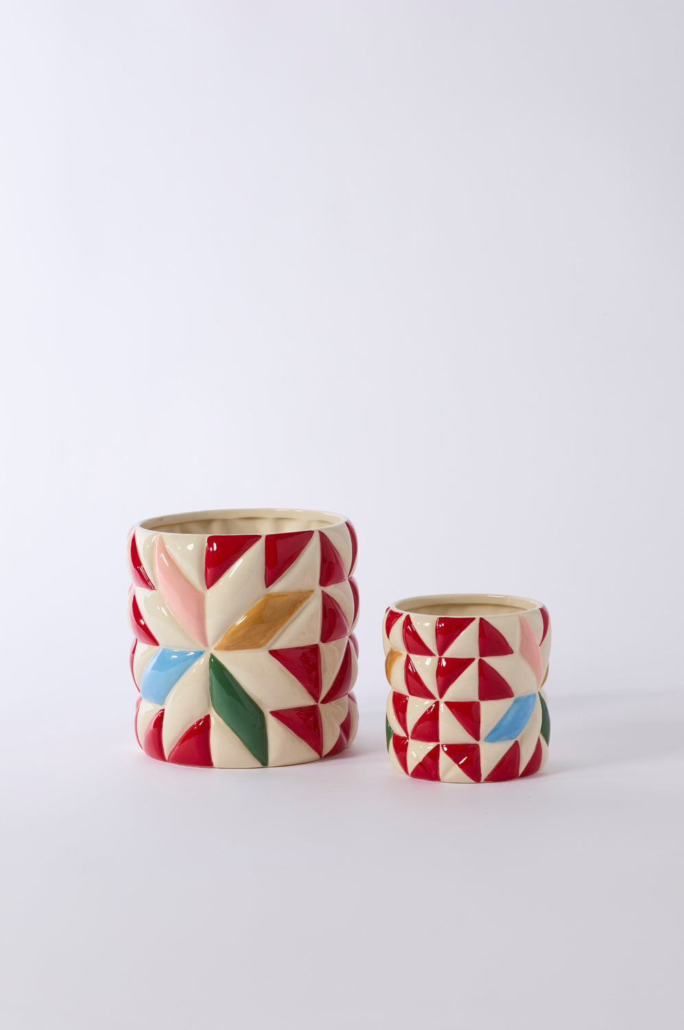 Cozy Quilt Pot Set of 4 By Accent Decor | Planters, Troughs & Cachepots | Modishstore - 3