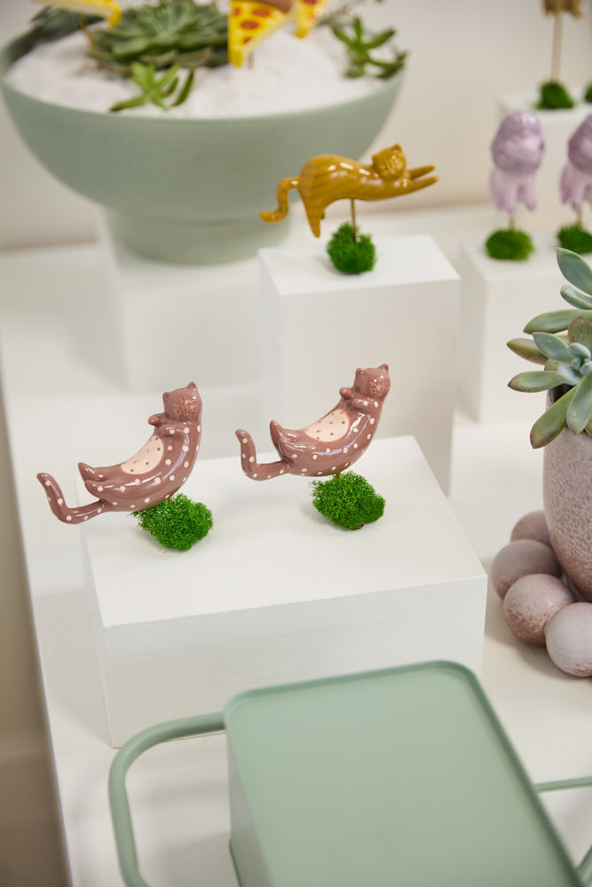 Curious Cats Plant Sticks - Set of 6 By Accent Decor | Planters, Troughs & Cachepots | Modishstore - 7