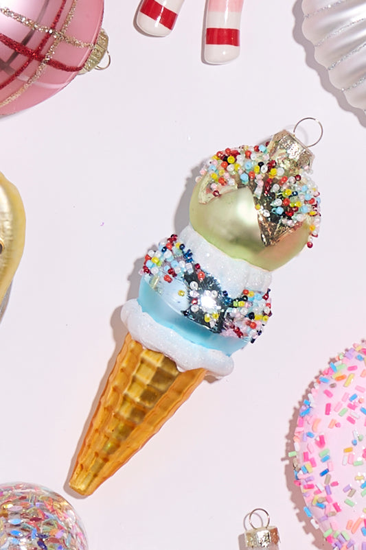Dessert First Ice Cream Cone Ornament Set of 4 By Accent Decor | Ornaments | Modishstore - 1