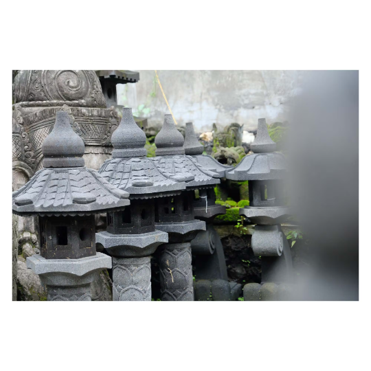 Curved Round 1.05  Meter or 41 inch  Pagoda Lantern River Stone by Artisan Living | Lanterns | Modishstore - 1