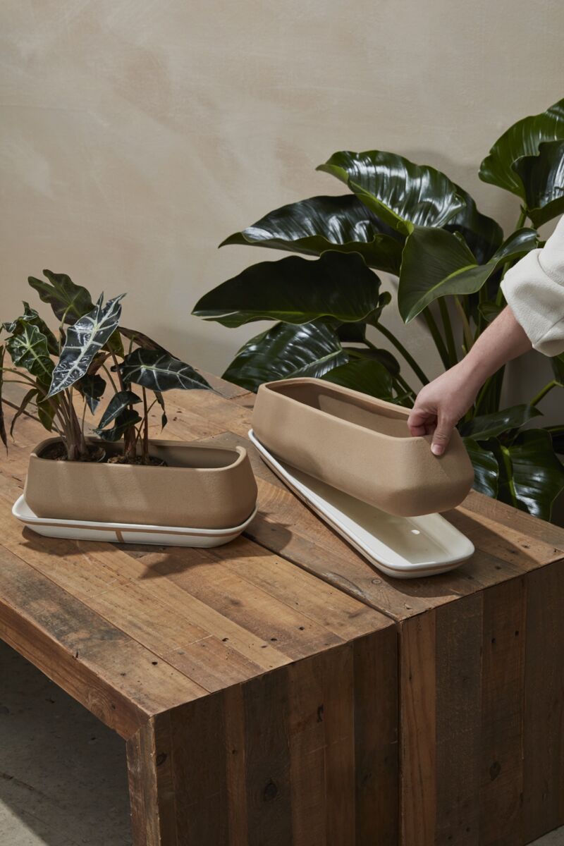 Dublin Planter with Saucer 24.5"x 6"x 5" By Accent Decor | Planters, Troughs & Cachepots | Modishstore - 3