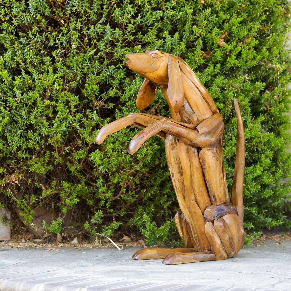 Teak Playful Dog By Garden Age Supply